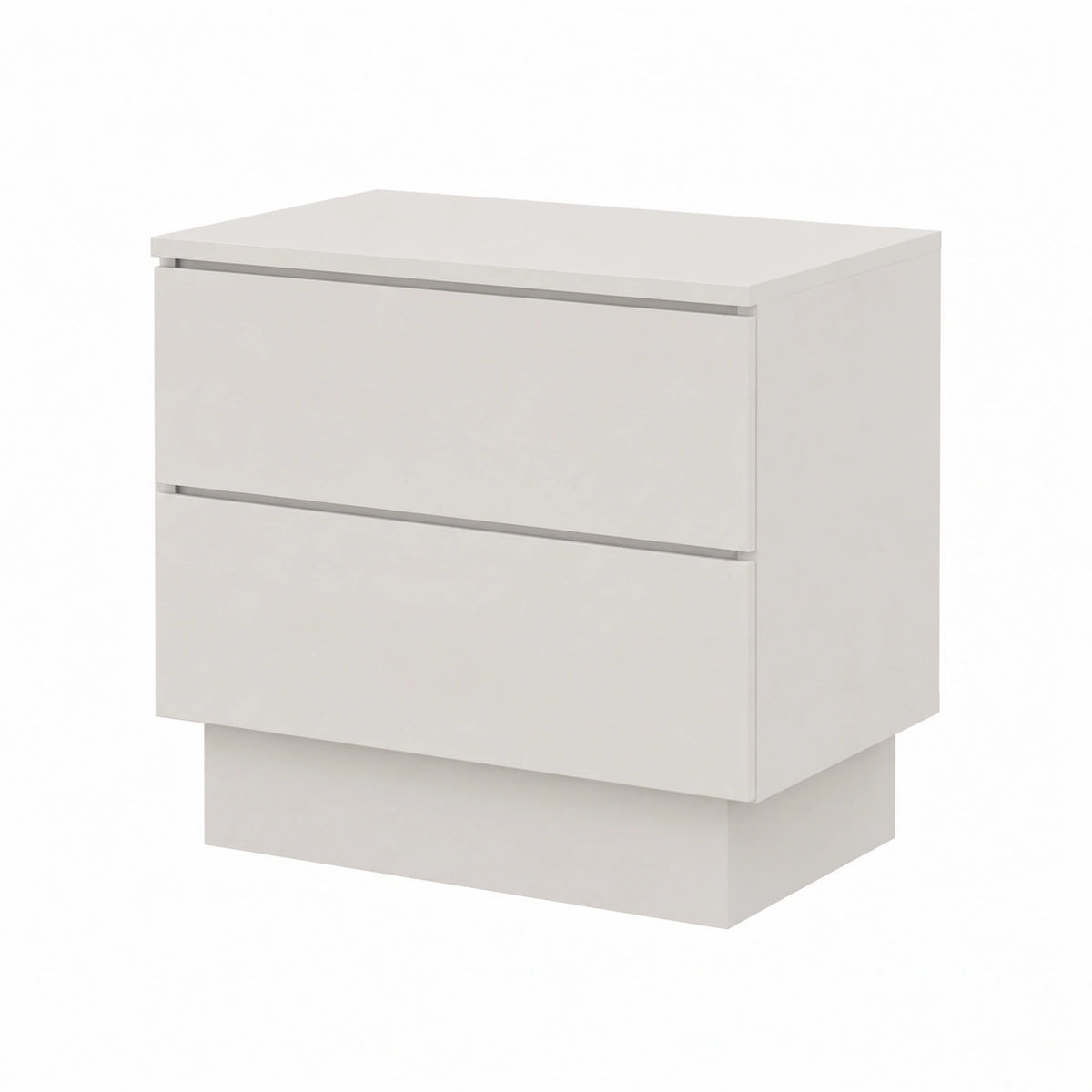 Comodino Moderno AMBER con 2 Cassetti, Design Elegante senza Maniglie per Camera da Letto, Colore Cashmere, 55x48x37 cm
