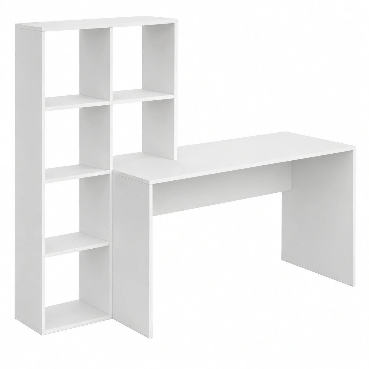 Scrivania Bianco Vicco Mara con Ripiani Laterali, 166.8 x 59 cm