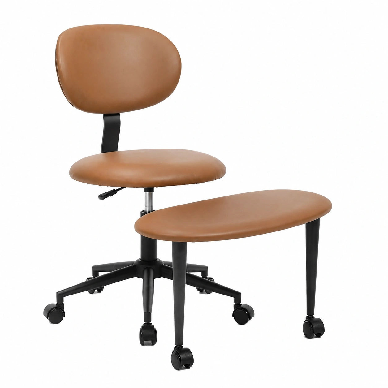 Sedia Ergonomica Girevole Senza Braccioli con Poggiapiedi, Regolabile in Altezza per Ufficio e Casa, Marrone
