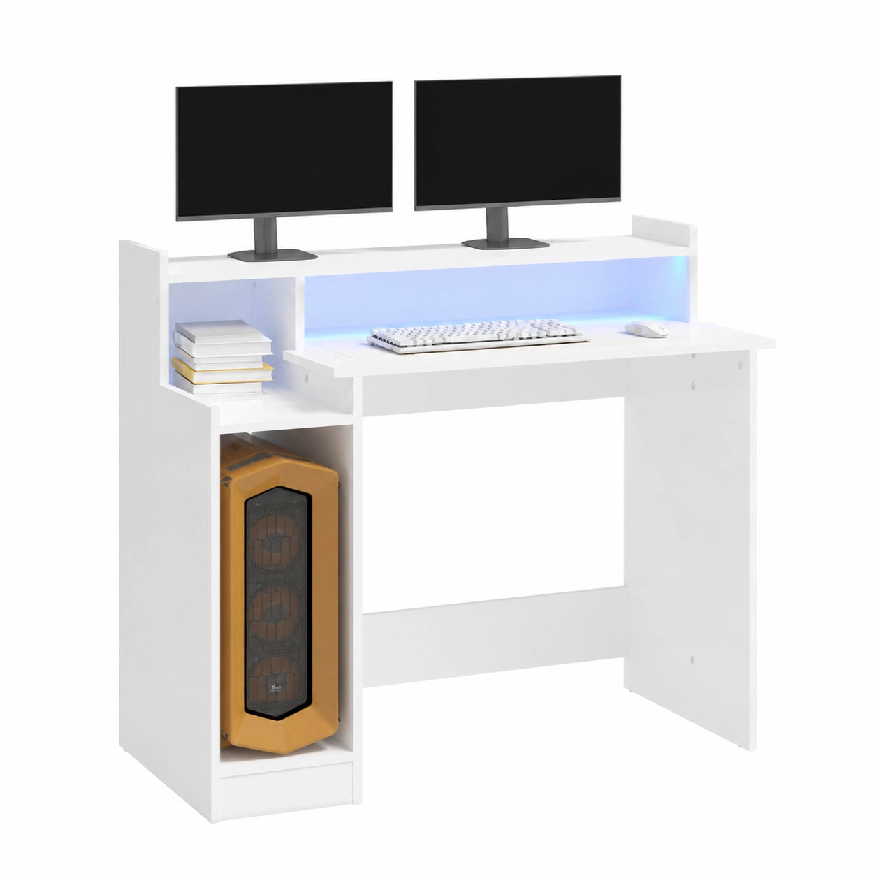 Scrivania Gaming con LED Bianca, 97x90x45 cm, in Legno per Casa e Ufficio