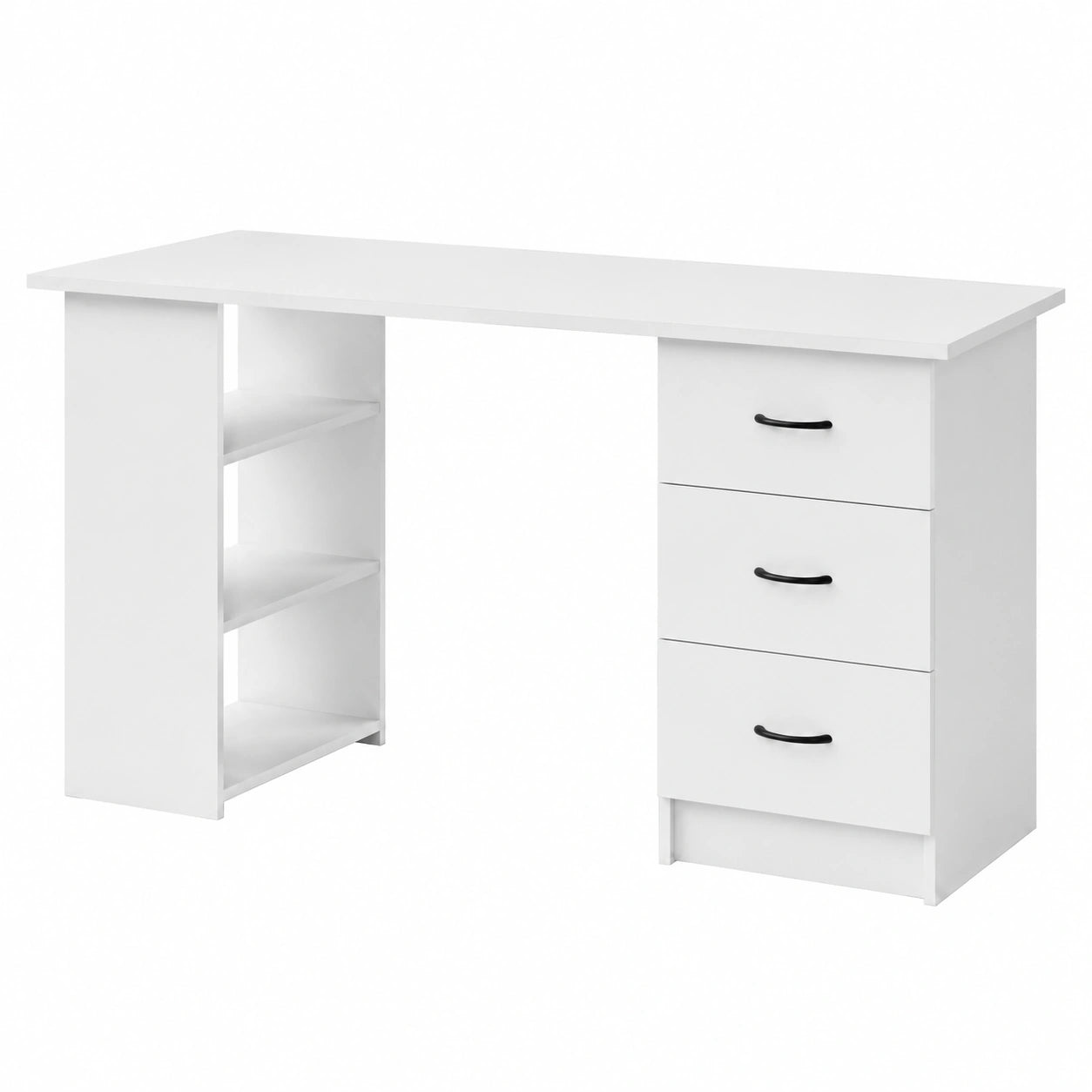 Scrivania Moderna 120 cm con Cassetti e Ripiani in MDF per Ufficio e Casa