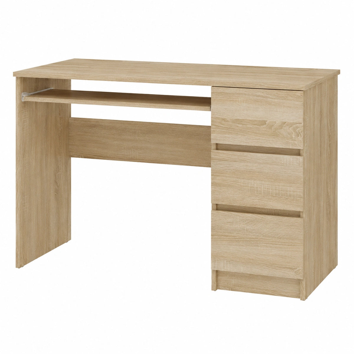 Scrivania Moderna con Spazioso Piano di Lavoro e 3 Cassetti in Melaminico, Ideale per Studio e Ufficio - Rovere