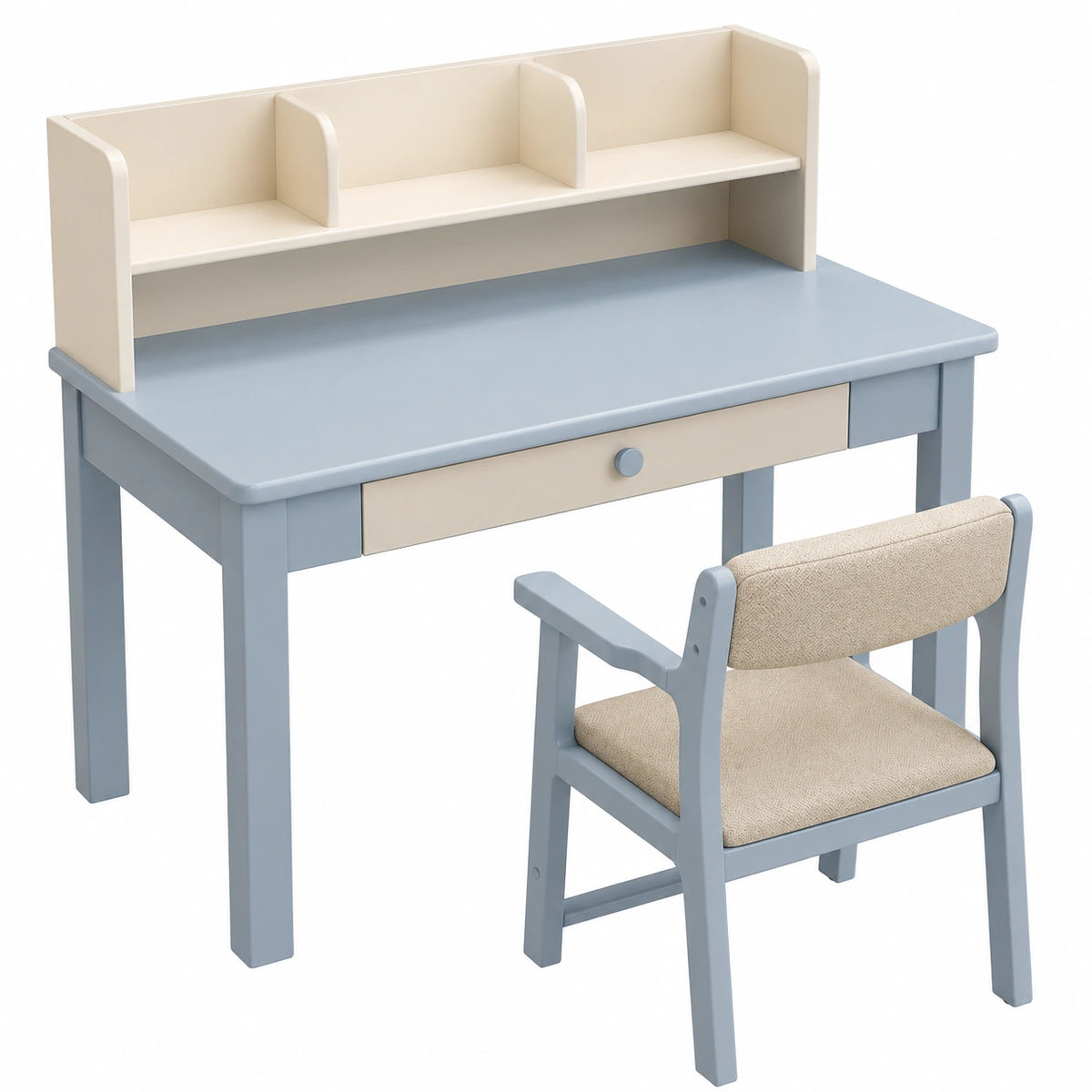 Set Scrivania Blu con Libreria e Sedia Comoda - Mobile da Ufficio e Casa Salvaspazio