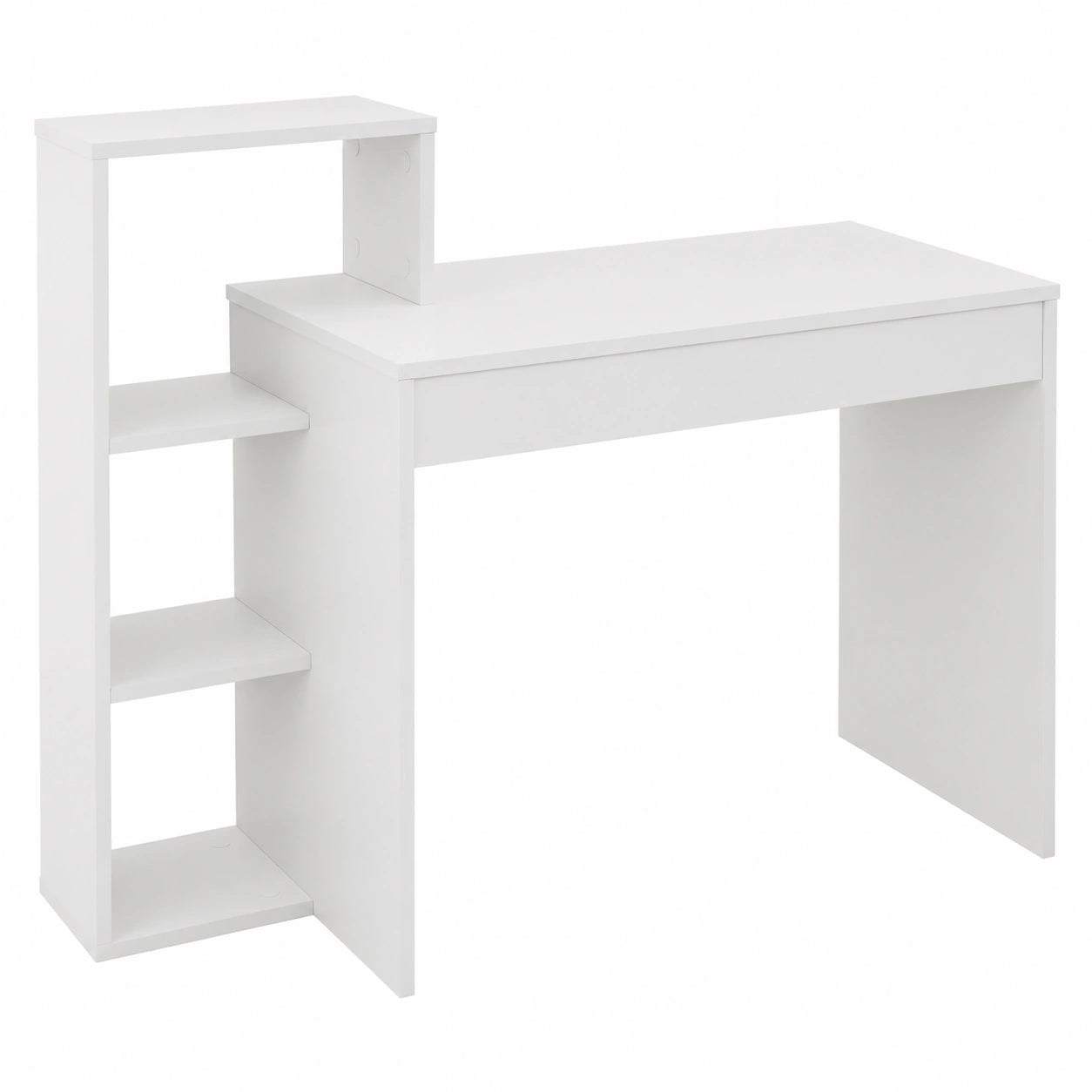 Scrivania Multifunzione in Legno Bianco con Libreria Integrata per Ufficio e Studio
