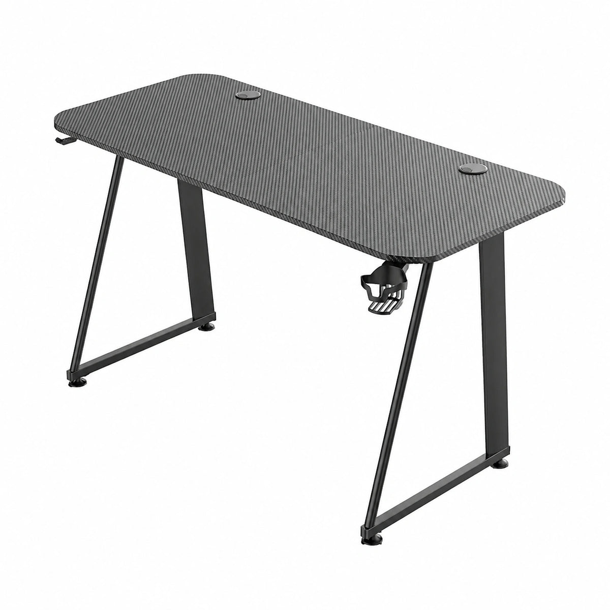 Scrivania Gaming con Porta Cuffie e Portabicchiere, Design Ergonomico in Carbonio, Gestione Cavi