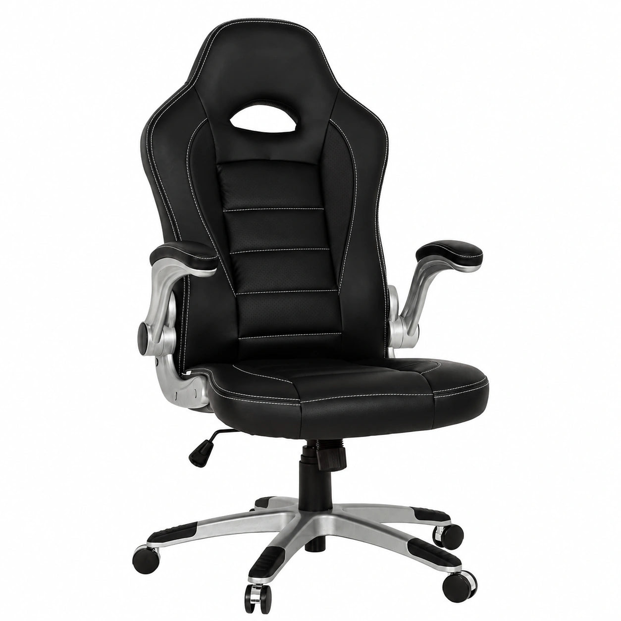 Sedia da Gaming Ergonomica in Pelle Sintetica con Braccioli Regolabili, Nero