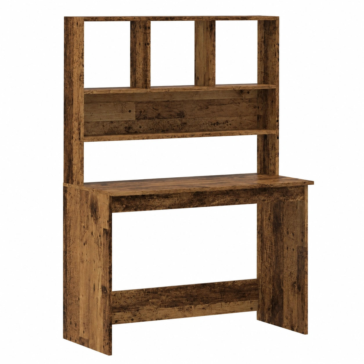 Scrivania multifunzionale in legno anticato, con libreria e ripiano, 102 x 45 x 148 cm