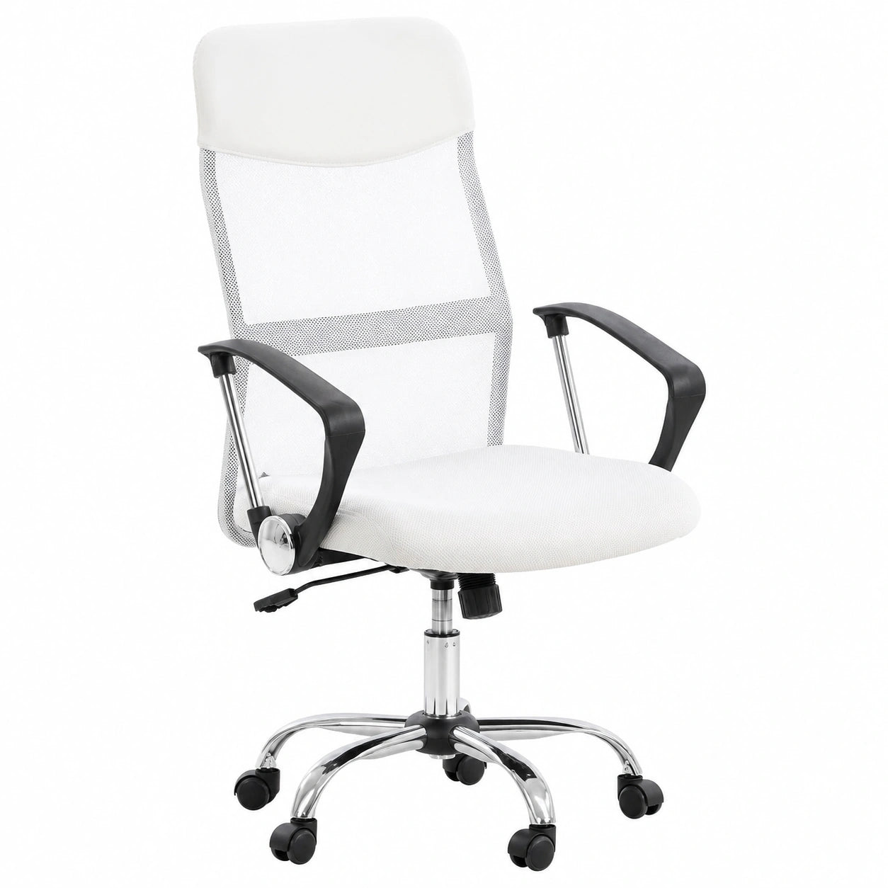 Sedia Ergonomica da Ufficio Washington in Rete e Similpelle Bianca