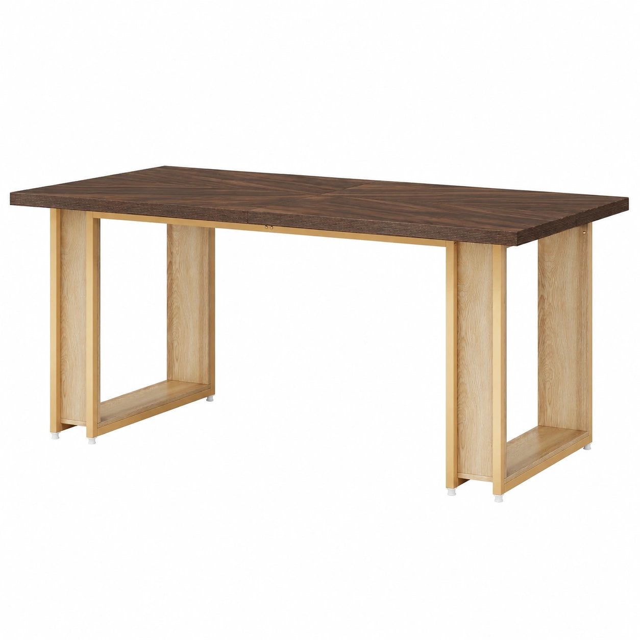 Scrivania Tribesigns in Legno 160 cm, Tavolo Ufficio Rustico Marrone con Struttura Metallica
