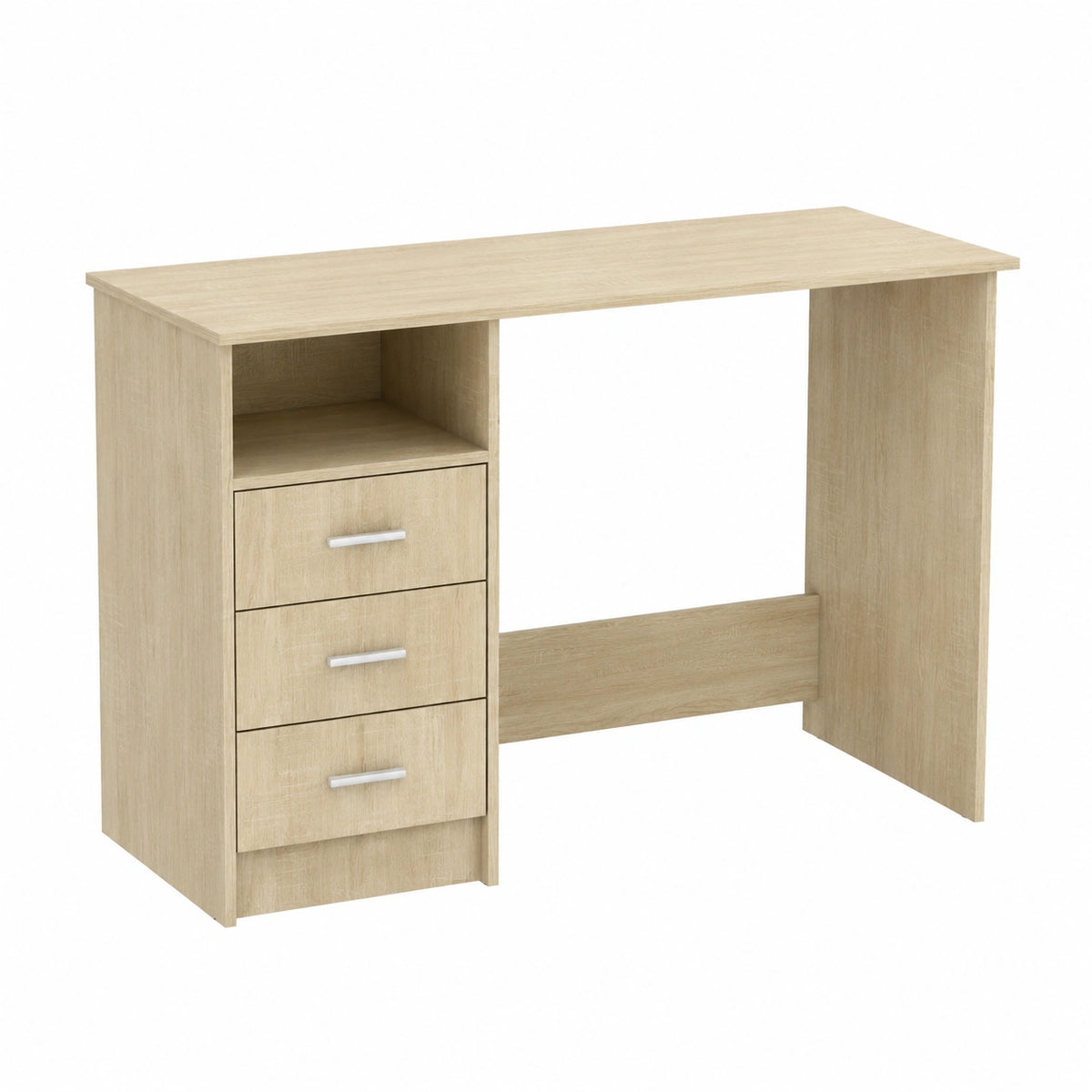 Scrivania Moderna in Rovere Sanoma con 3 Cassetti, 120x50x76 cm - Ideale per Ufficio e Studio, Design Elegante e Compatto, Facile Pulizia
