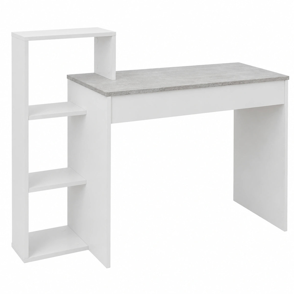 Scrivania Multifunzionale per Computer con Ripiani Regolabili, 110x72x40cm, Bianco/Grigio