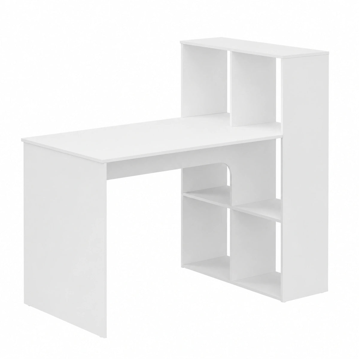 Scrivania Bianca con Libreria a 3 Ripiani, Tavolo Salvaspazio - 120x63x111 cm