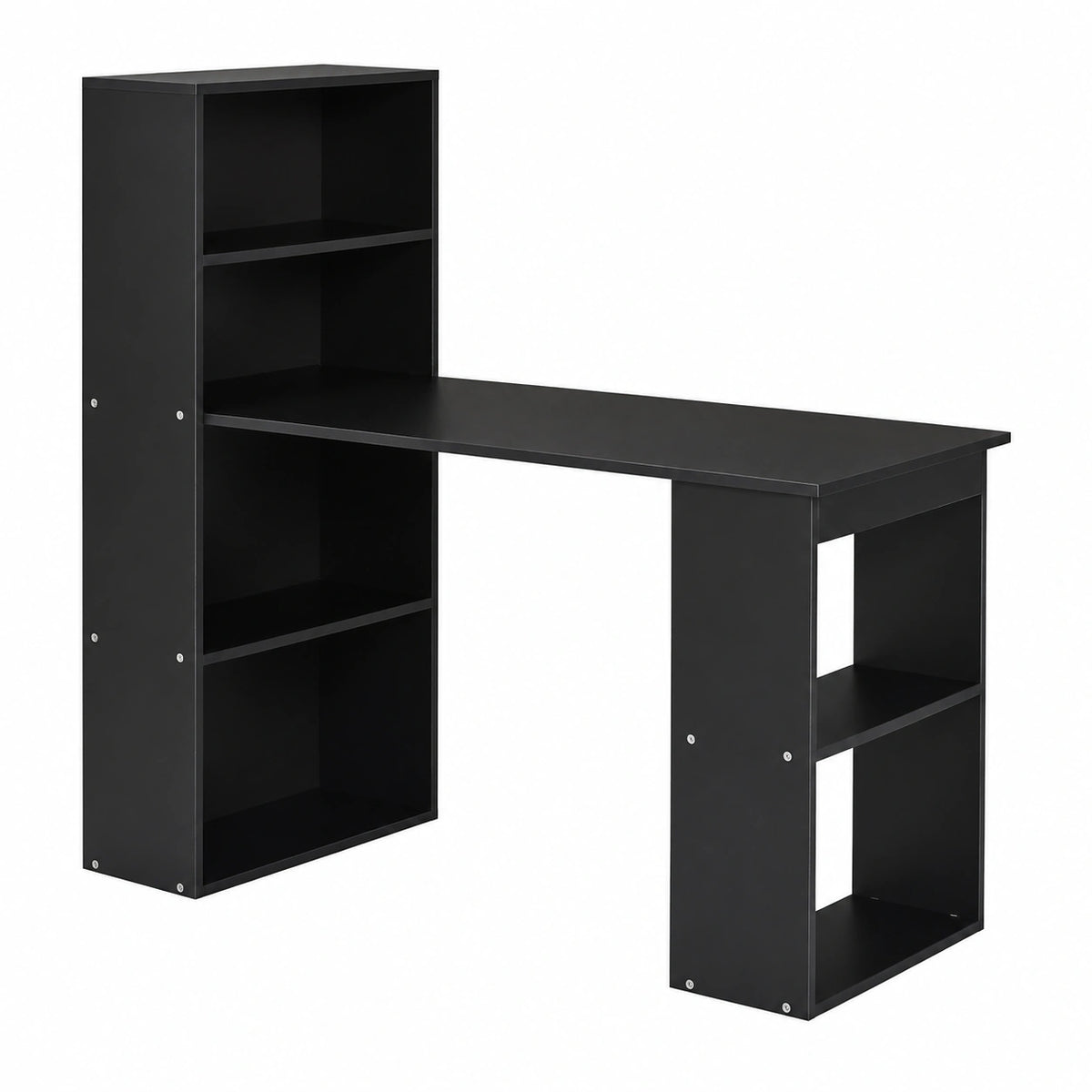 Scrivania per Computer in Legno con Ripiani Laterali, 120x55x120 cm, Colore Nero