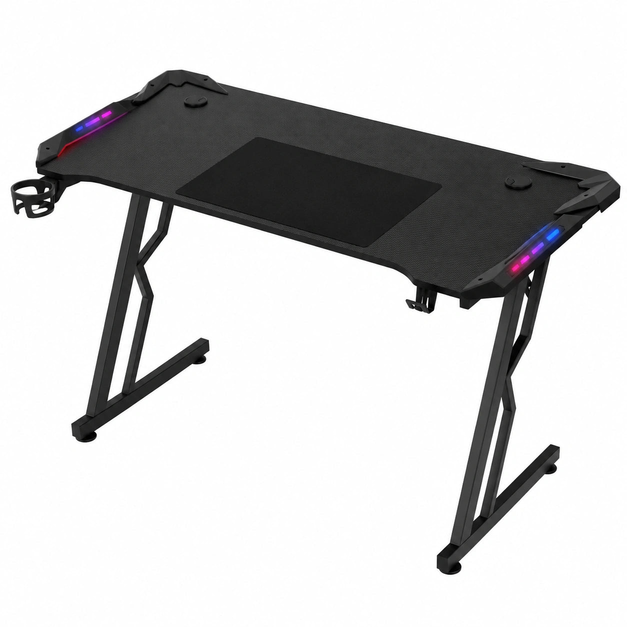 Scrivania da Gaming con LED, Superficie in Fibra di Carbonio, 140x60 cm, Ergonomica